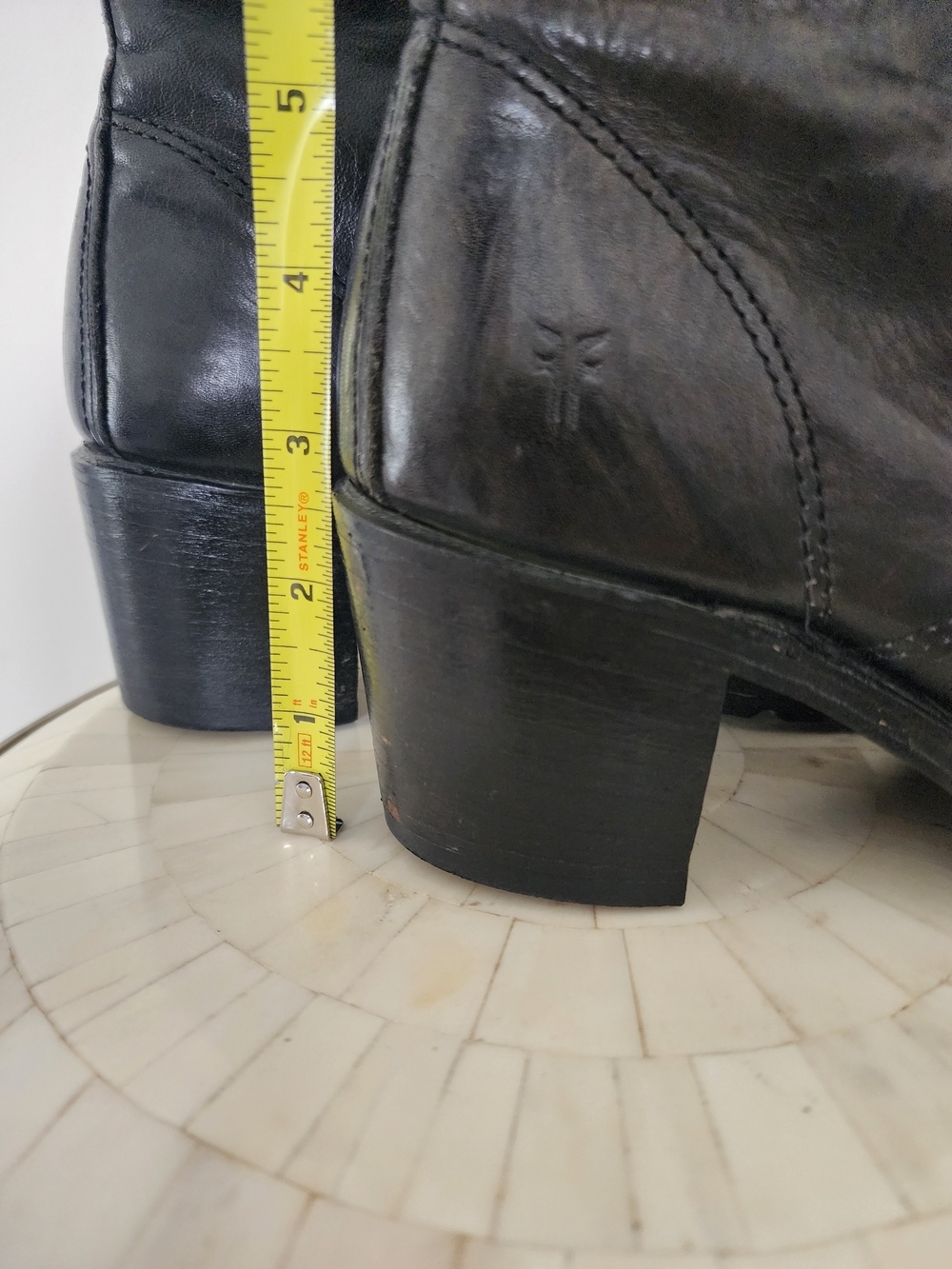 Frye Black Leather Lace-Up Moto Combat Boots - Picture 7 of 8